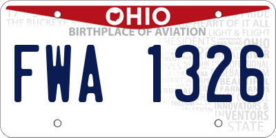 OH license plate FWA1326