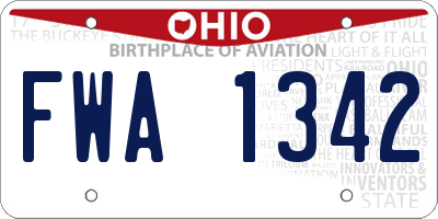 OH license plate FWA1342