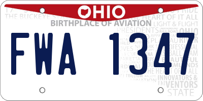 OH license plate FWA1347