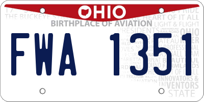 OH license plate FWA1351