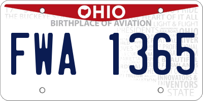 OH license plate FWA1365