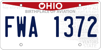 OH license plate FWA1372