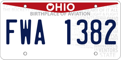 OH license plate FWA1382