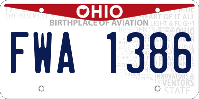 OH license plate FWA1386