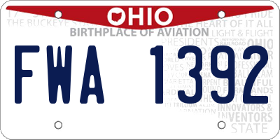 OH license plate FWA1392