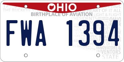 OH license plate FWA1394