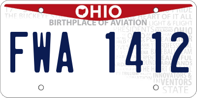 OH license plate FWA1412
