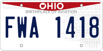 OH license plate FWA1418