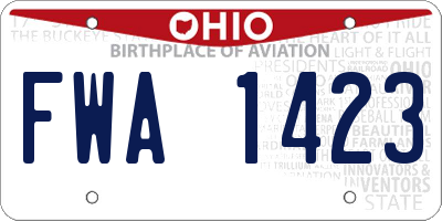 OH license plate FWA1423