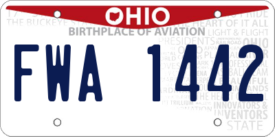 OH license plate FWA1442