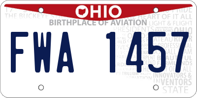 OH license plate FWA1457