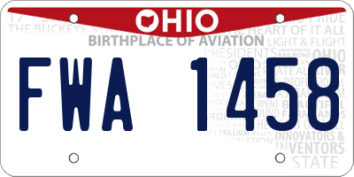 OH license plate FWA1458