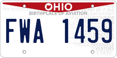 OH license plate FWA1459