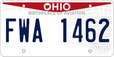 OH license plate FWA1462