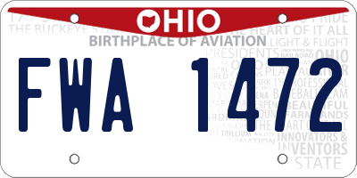 OH license plate FWA1472