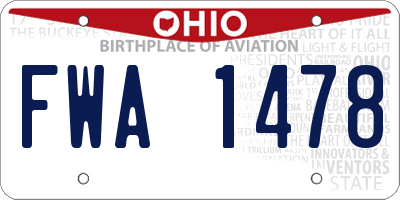 OH license plate FWA1478