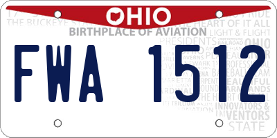 OH license plate FWA1512