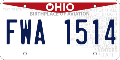 OH license plate FWA1514