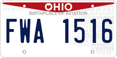 OH license plate FWA1516