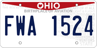 OH license plate FWA1524