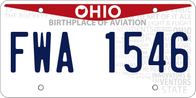 OH license plate FWA1546