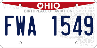 OH license plate FWA1549