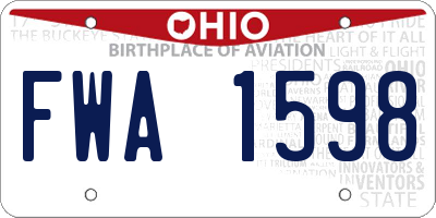 OH license plate FWA1598