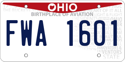 OH license plate FWA1601