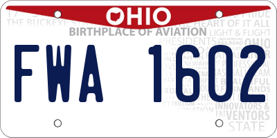 OH license plate FWA1602