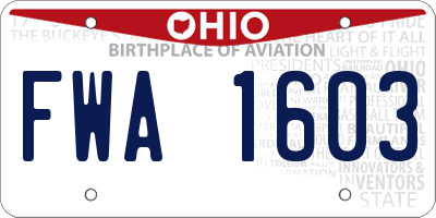 OH license plate FWA1603