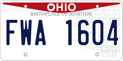 OH license plate FWA1604