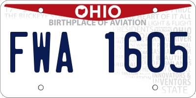 OH license plate FWA1605