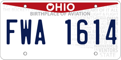 OH license plate FWA1614