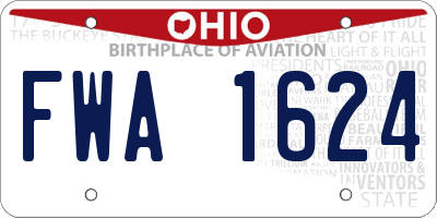 OH license plate FWA1624