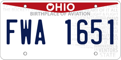 OH license plate FWA1651