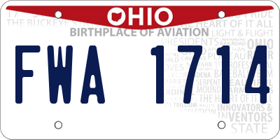 OH license plate FWA1714