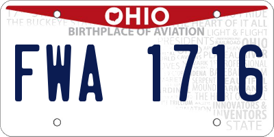 OH license plate FWA1716