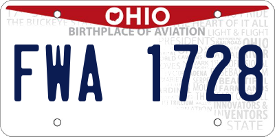 OH license plate FWA1728