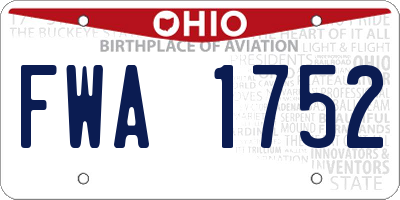 OH license plate FWA1752