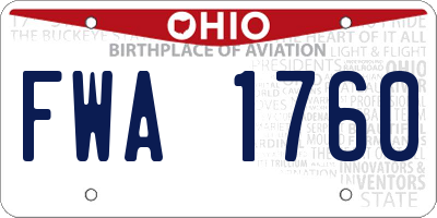 OH license plate FWA1760