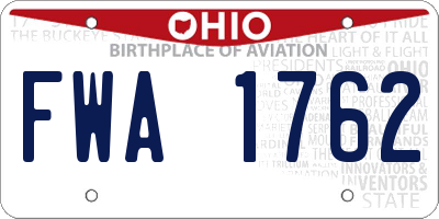 OH license plate FWA1762