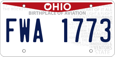 OH license plate FWA1773