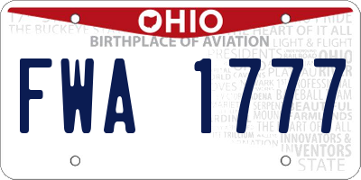 OH license plate FWA1777