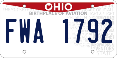 OH license plate FWA1792