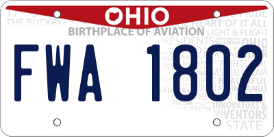 OH license plate FWA1802