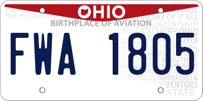 OH license plate FWA1805