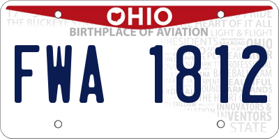 OH license plate FWA1812