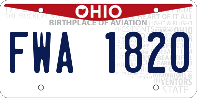 OH license plate FWA1820