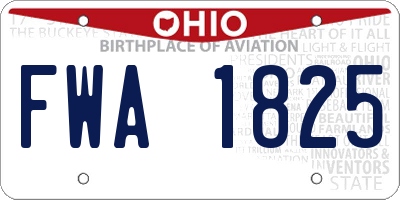 OH license plate FWA1825