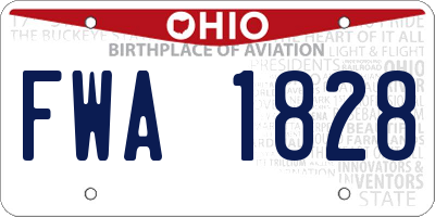 OH license plate FWA1828